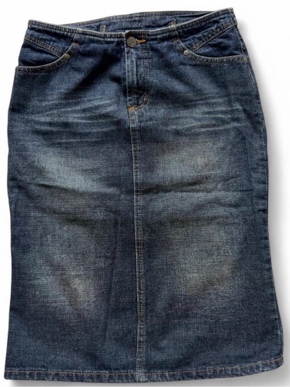 Vintage Paris Blue Classic Dark Blue Denim Skirt